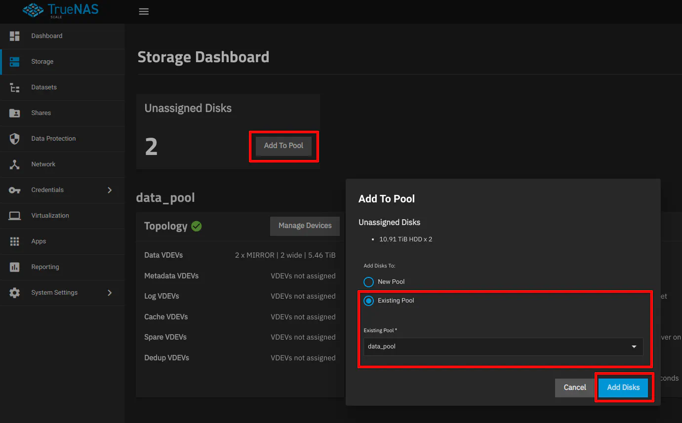Add Mirror vdev